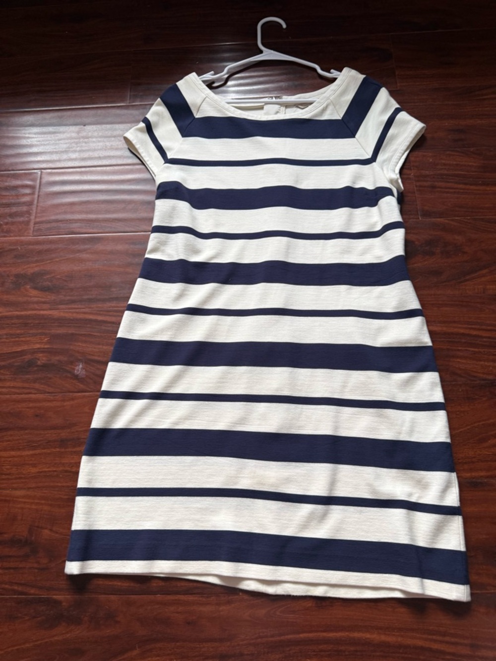 Banana Republic Navy and White Striped Mini Shift Dress